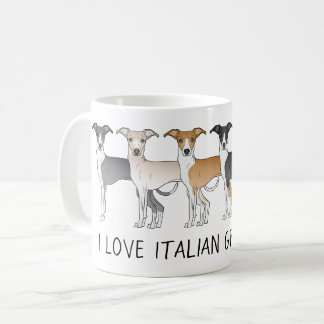 Italian Greyhound Cartoon Dogs With Custom Text Coffee Mug