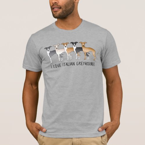 Italian Greyhound Cartoon Dogs With Custom Text T_Shirt