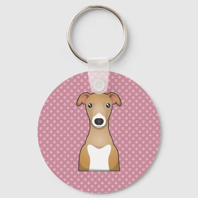 Italian Greyhound Cartoon Keychain (Front)