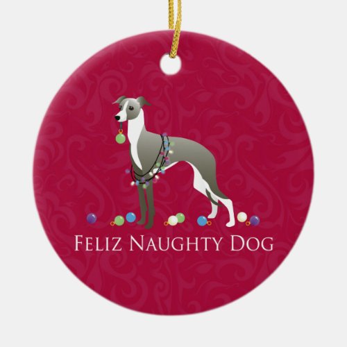 Italian Greyhound Christmas Design Ceramic Ornament