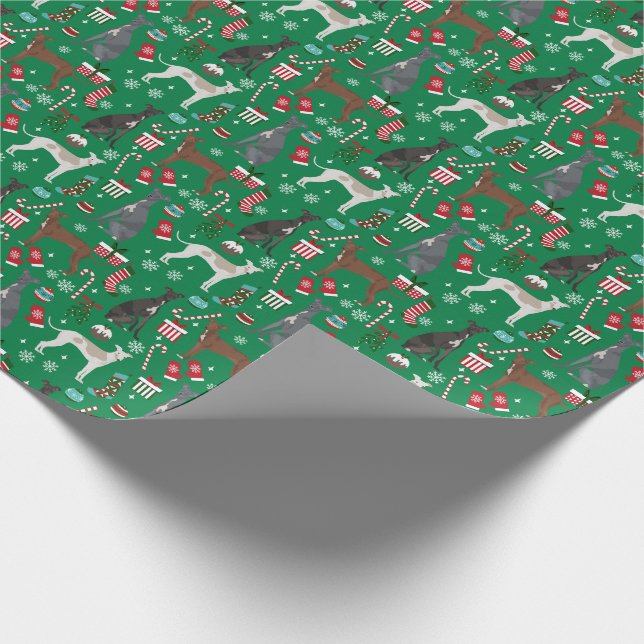 Italian Greyhound Christmas dog Wrapping Paper (Corner)
