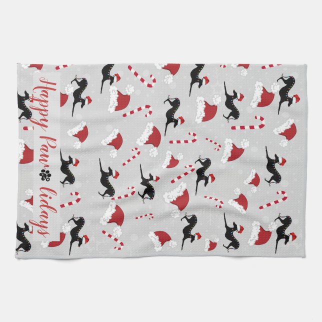Italian Greyhound Christmas Kitchen Towel (Horizontal)