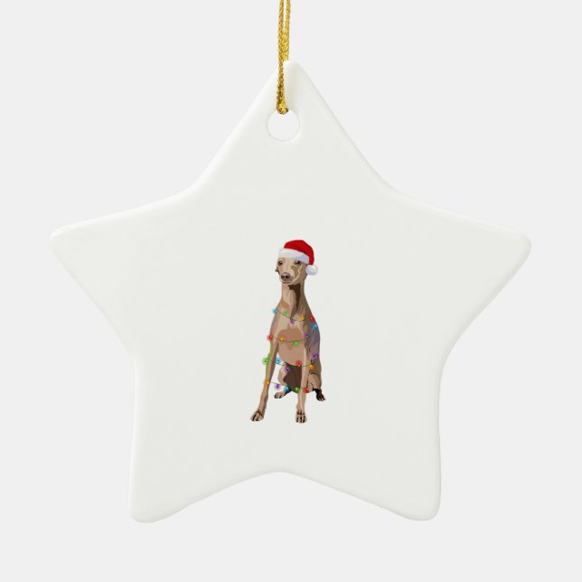 Italian Greyhound Christmas Lights Xmas Dog Lover Ceramic Ornament (Front)