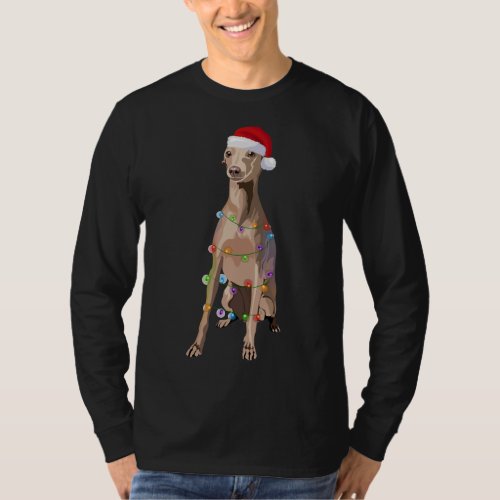 Italian Greyhound Christmas Lights Xmas Dog Lover T_Shirt