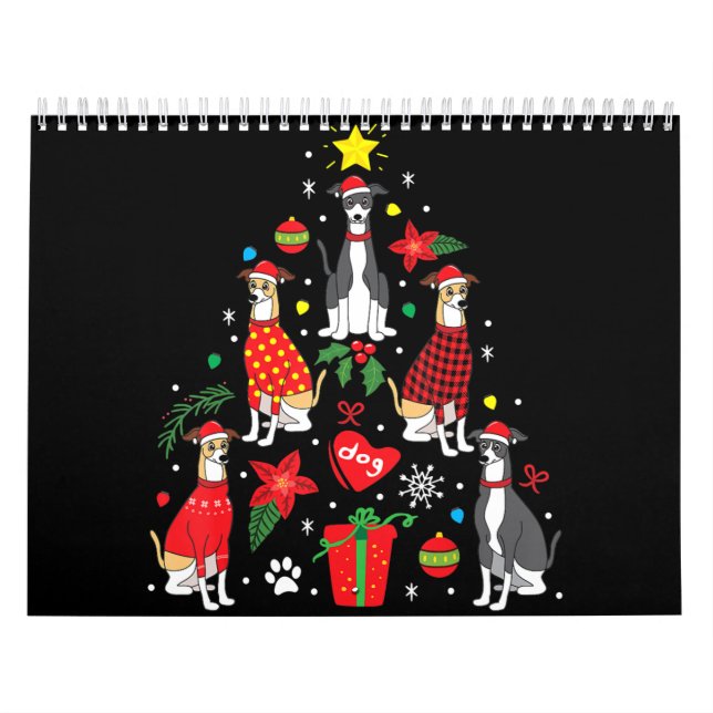 Italian Greyhound Christmas Ornament Tree Dog Mom Calendar (Cover)