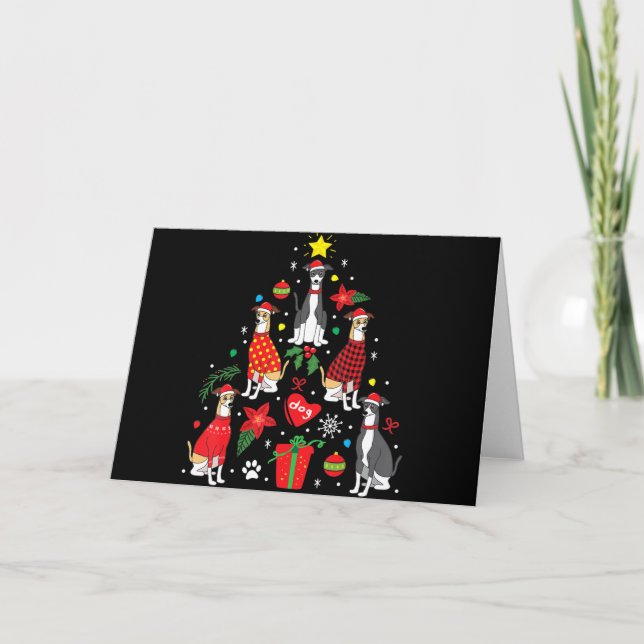 Italian Greyhound Christmas Ornament Tree Dog Mom Card (Front)