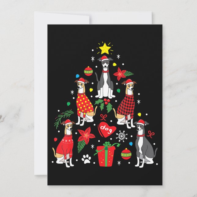 Italian Greyhound Christmas Ornament Tree Dog Mom Holiday Card (Front)