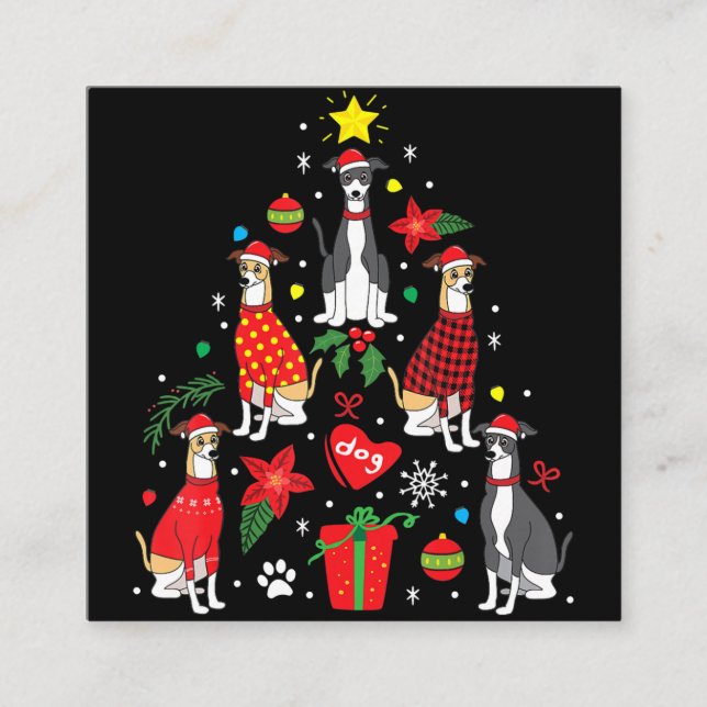 Italian Greyhound Christmas Ornament Tree Dog Mom Square Business Card (Front)