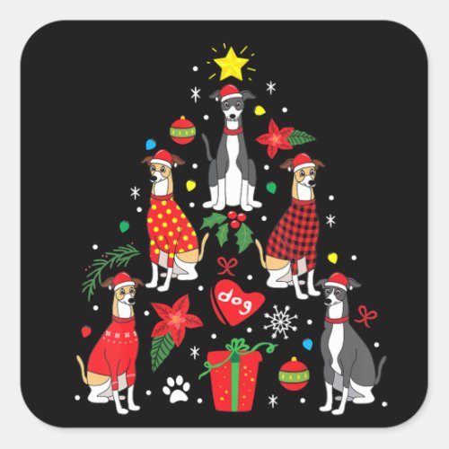 Italian Greyhound Christmas Ornament Tree Dog Mom Square Sticker