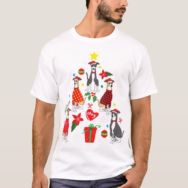 Italian Greyhound Christmas Ornament Tree Dog Mom T-Shirt (Front)