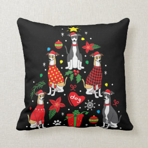 Italian Greyhound Christmas Ornament Tree Dog Mom Throw Pillow