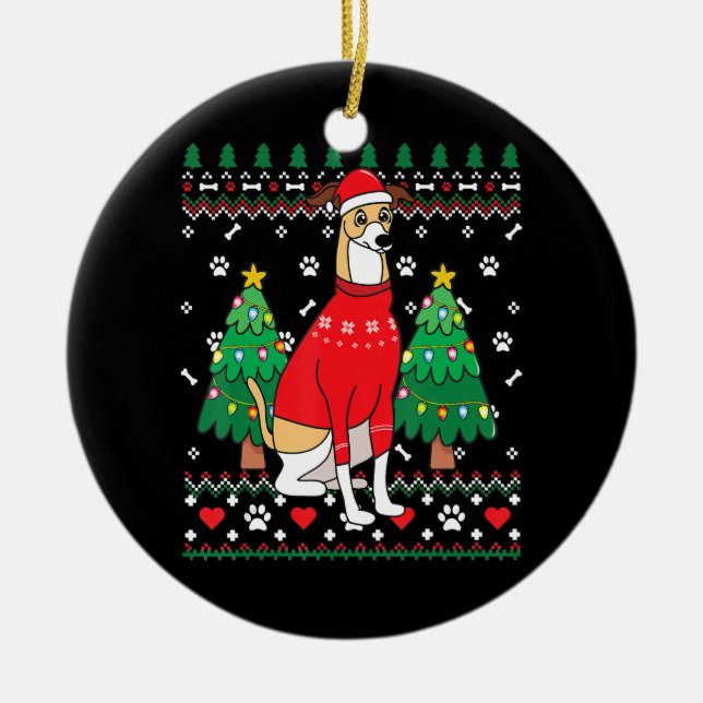 italian greyhound christmas ornament tree xmas dog (Front)
