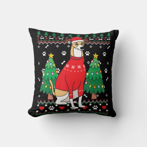 italian greyhound christmas ornament tree xmas dog throw pillow