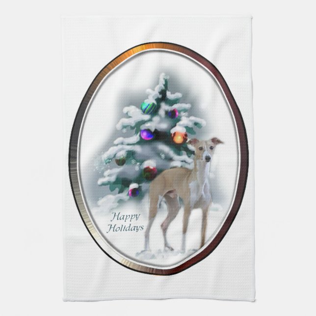 Italian Greyhound Christmas Towel (Vertical)