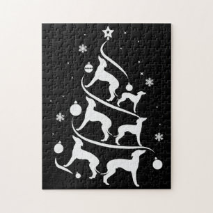 italian greyhound  christmas tree dog lover jigsaw puzzle