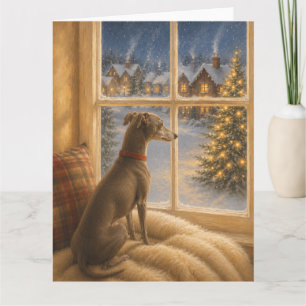 Italian Greyhound Christmas Window Portrait Card