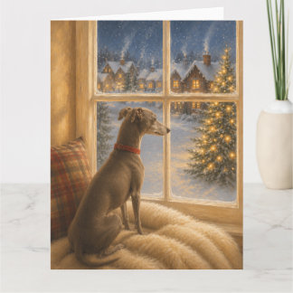 Italian Greyhound Christmas Window Portrait Card