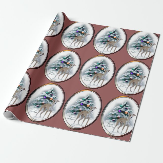 Italian Greyhound Christmas Wrapping Paper (Unrolled)