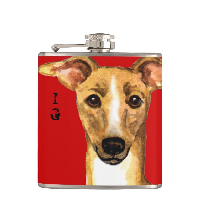 Italian Greyhound Color Block Flask (Front)