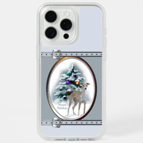 Italian Greyhound Cute Blue Christmas Holidays iPhone 15 Pro Max Case