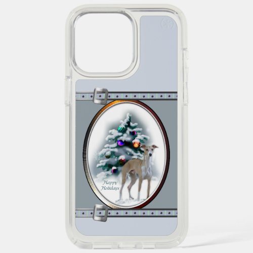 Italian Greyhound Cute Blue Christmas Holidays iPhone 15 Pro Max Case