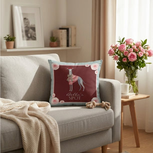 Italian Greyhound Cute Dog Floral Checkered Pillow
