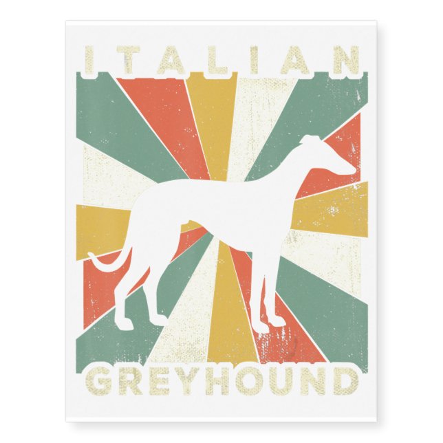 Italian Greyhound Dog 70s Gift Temporary Tattoos (Front)