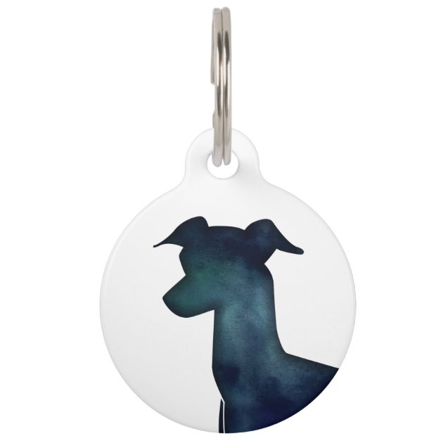Italian Greyhound Dog Black Watercolor Silhouette Pet Name Tag Zazzle Com