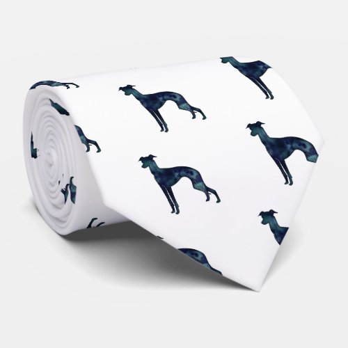 Italian Greyhound Dog Black Watercolor Silhouette Tie