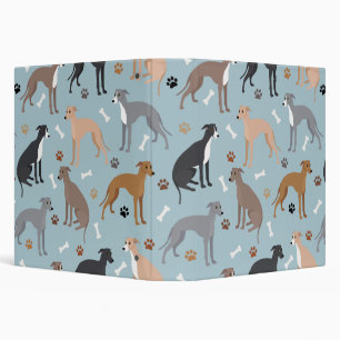Italian Greyhound Dog Bones and Paws 3 Ring Binder