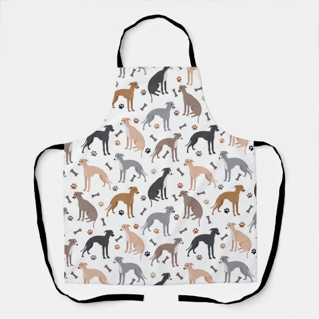 Italian Greyhound Dog Bones and Paws Apron (Front)