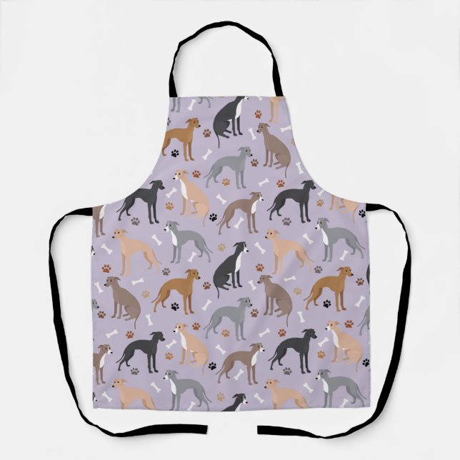 Italian Greyhound Dog Bones and Paws Apron (Front)