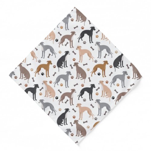 Italian Greyhound Dog Bones and Paws Bandana