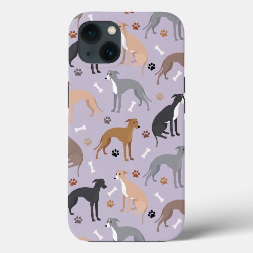 Italian Greyhound Dog Bones and Paws iPhone 13 Case