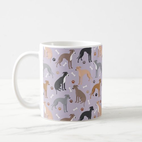 Italian Greyhound Dog Bones and Paws Coffee Mug