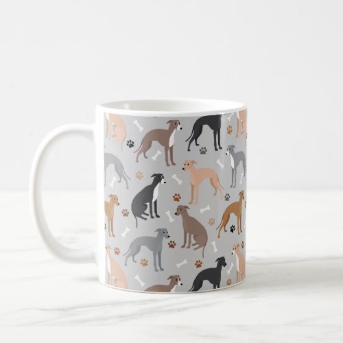 Italian Greyhound Dog Bones and Paws Coffee Mug