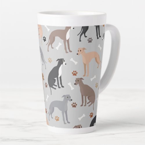 Italian Greyhound Dog Bones and Paws Latte Mug