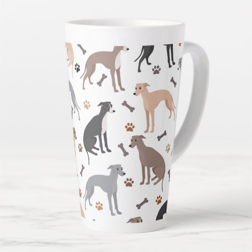 Italian Greyhound Dog Bones and Paws Latte Mug