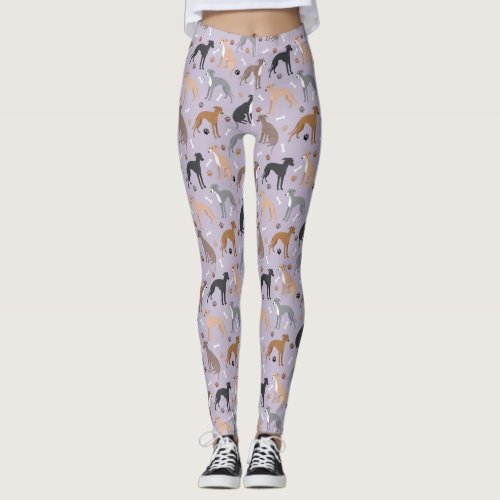 Italian Greyhound Dog Bones and Paws Leggings