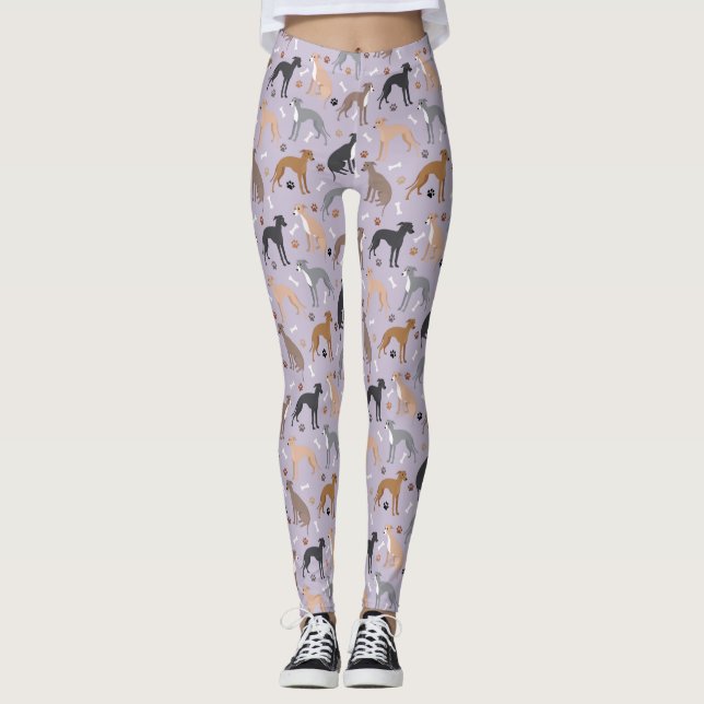 Italian Greyhound Dog Bones and Paws Leggings (Front)
