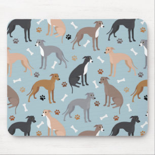 Italian Greyhound Dog Bones and Paws Mouse Pad