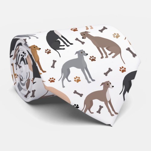 Italian Greyhound Dog Bones and Paws Neck Tie