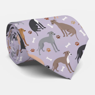 Italian Greyhound Dog Bones and Paws Neck Tie