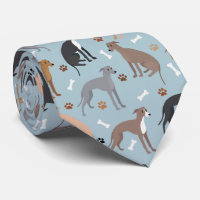 Italian Greyhound Dog Bones and Paws Neck Tie
