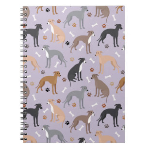 Italian Greyhound Dog Bones and Paws Notebook