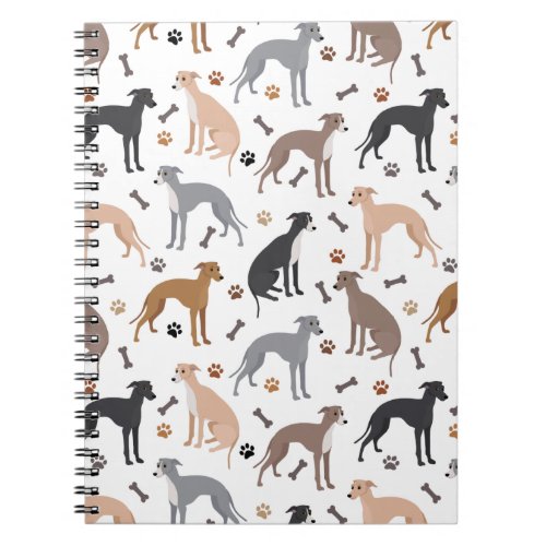 Italian Greyhound Dog Bones and Paws Notebook