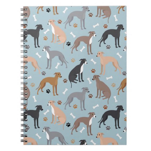 Italian Greyhound Dog Bones and Paws Notebook