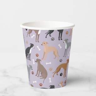 Italian Greyhound Dog Bones and Paws Paper Cups