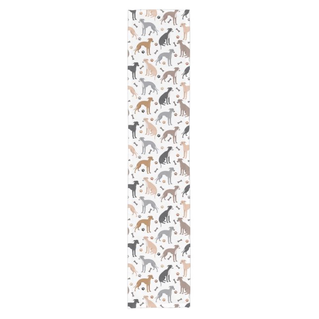 Italian Greyhound Dog Bones and Paws Short Table R Short Table Runner (Front)