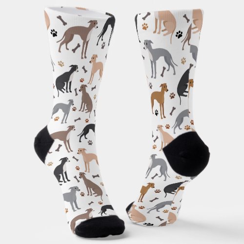 Italian Greyhound Dog Bones and Paws Socks